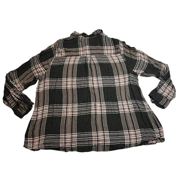 Lane Bryant Plaid Button Down Shirt Size 18/20 Roll Tab Sleeve Preppy Hipster - Picture 2 of 10